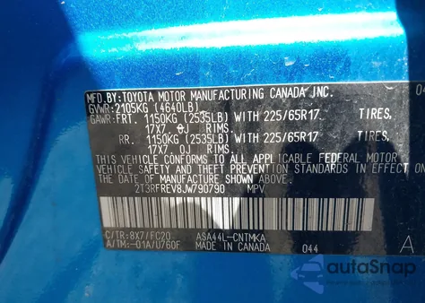 2018 Toyota Rav4 Xle from USA, damaged, VIN 2T3RFREV8JW790790